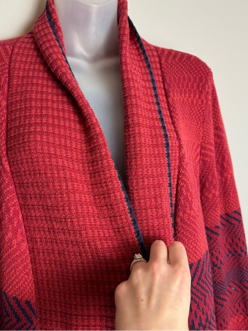 CAbi Red And Navy Blue Joy Cardigan Size M - Picture 7 of 10